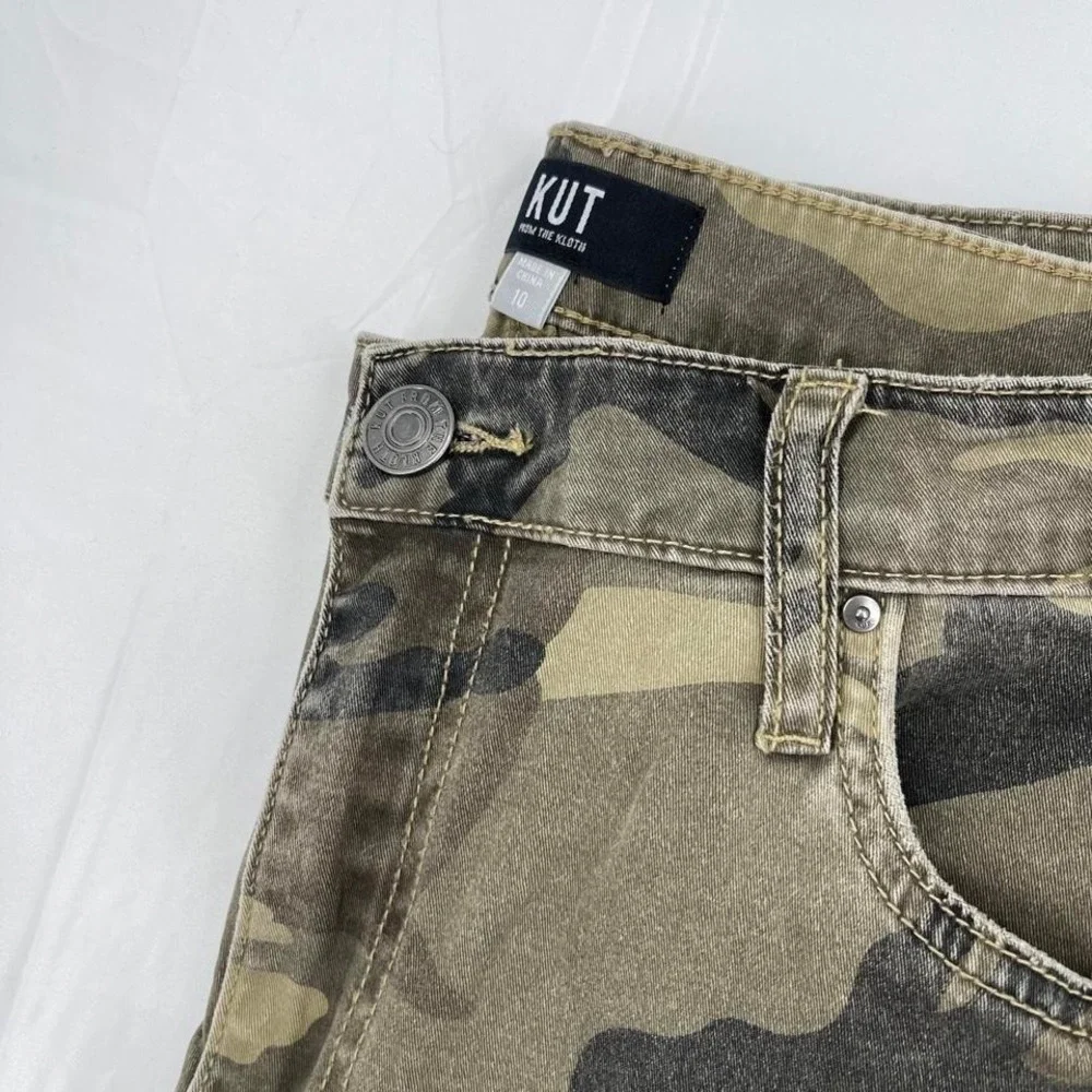 Kut From The Cloth Army Camo Bootcut Flare Jeans High Rise 10 Grunge Utility